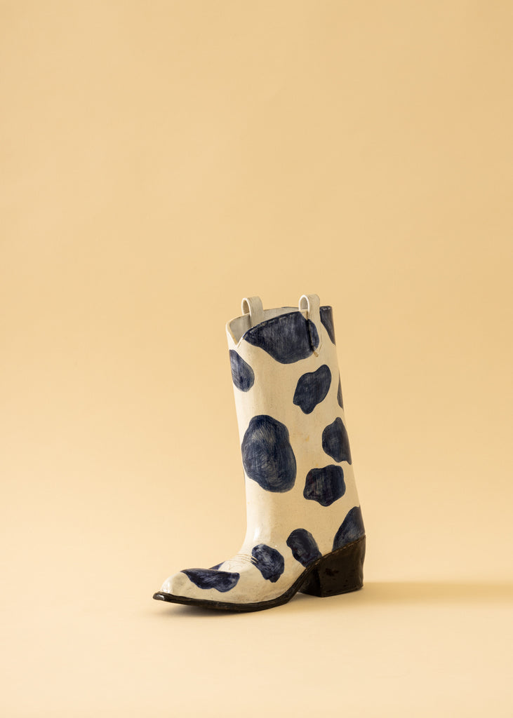 Norea Vass Cowboyboots Original Artwork Sculptural Vase Sculpture Western Style Art Playful Quirky Art Style Hand Painted Sculpted By Hand Female Artist