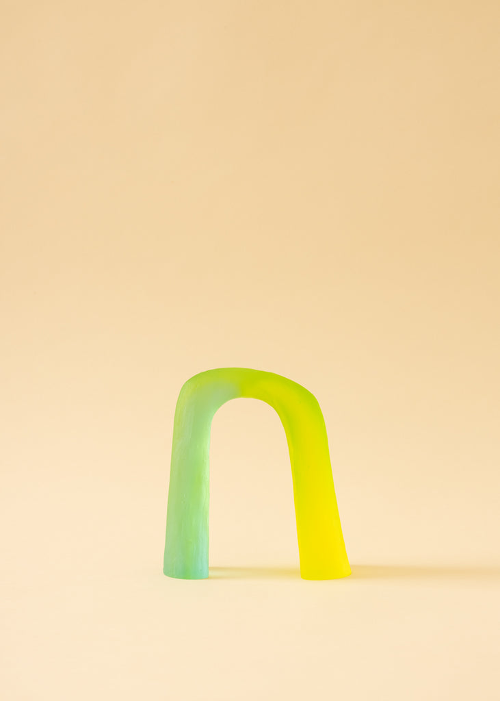Sara Lundkvist The Gate Sculpture Handmade Artwork Sculptural Glass Art Colourful Art Piece Matte Playful Collectable Object Green Yellow