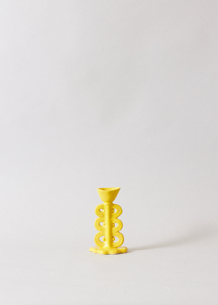 Tenko Flower Sculpture Yellow Tea Light Holder Ceramic Artwork Handmade Home Decor Ceramic Art Original Art Contemporary Art Figurative Art Style Modern Home Decor One Of A Kind Hand Crafted
