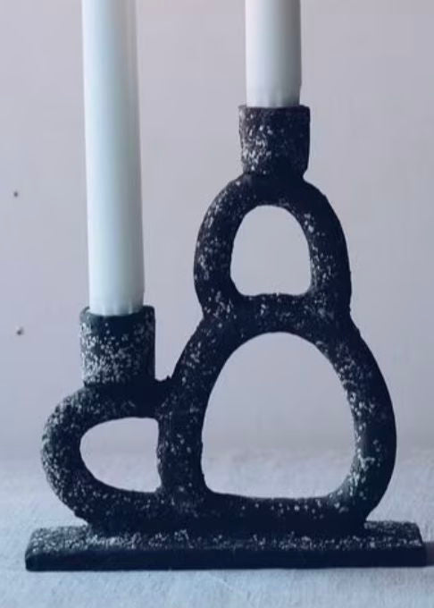 Johanna Nilsson Loop Candelabra Original Handmade Artwork Ceramic Sculpture Minimalistic Candle Holder Handcrafted Home Decor Collectible Abstract Art Piece One Of A Kind Female Artist