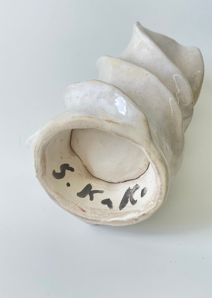Satoko Kako Soft Cream Vase Handmade White Ceramic Vase Unique Sculpture Minimalism Art Modern Artwork Female Artist 