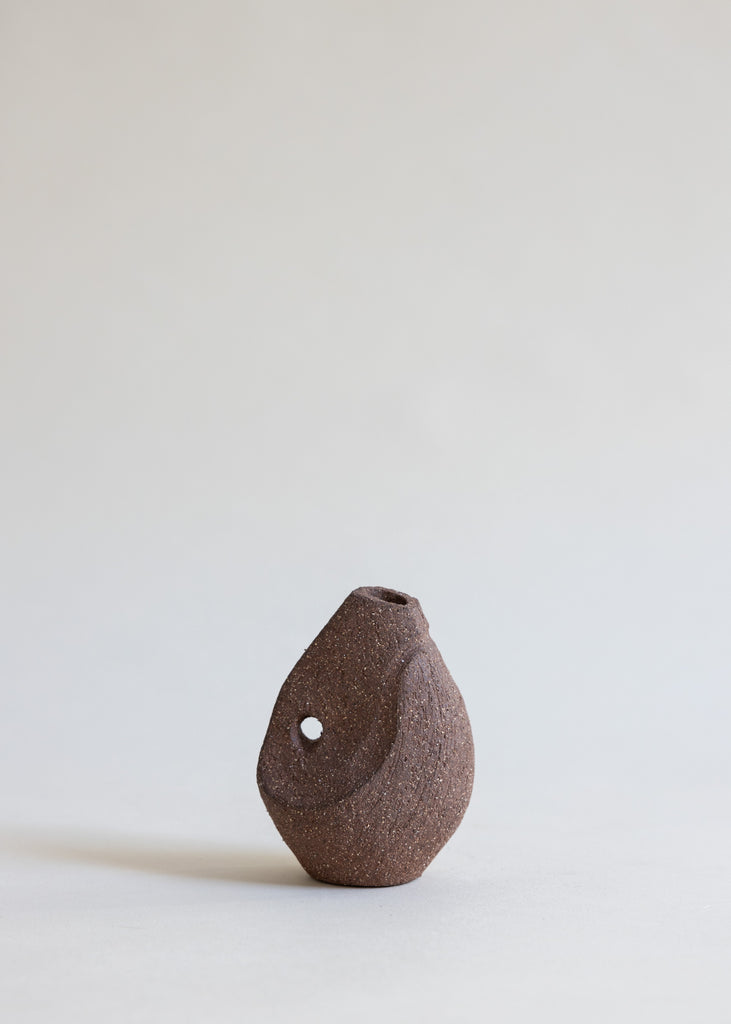 Abid Javed Brown Vase Sculpture Handmade Ceramic