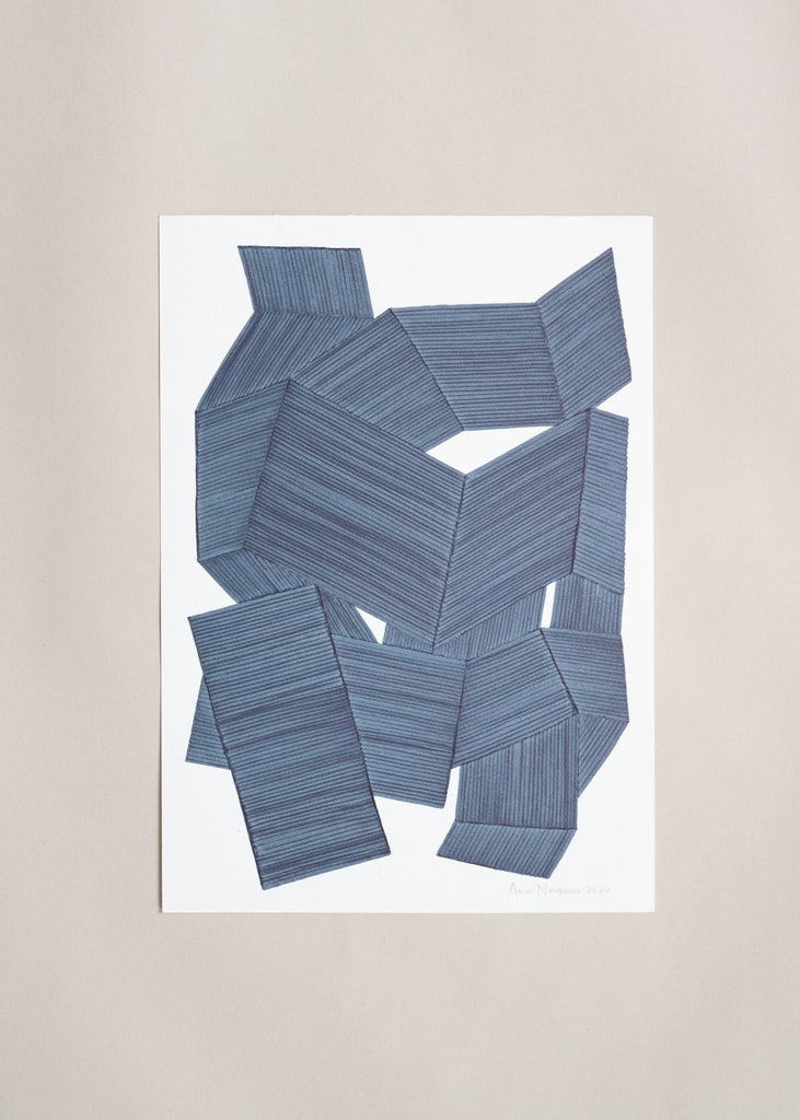 Anna Norrgrann "Rhythm" pale blue graphic drawing.