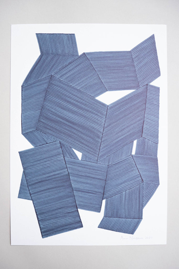 Anna Norrgrann "Rhythm" pale blue graphic drawing.