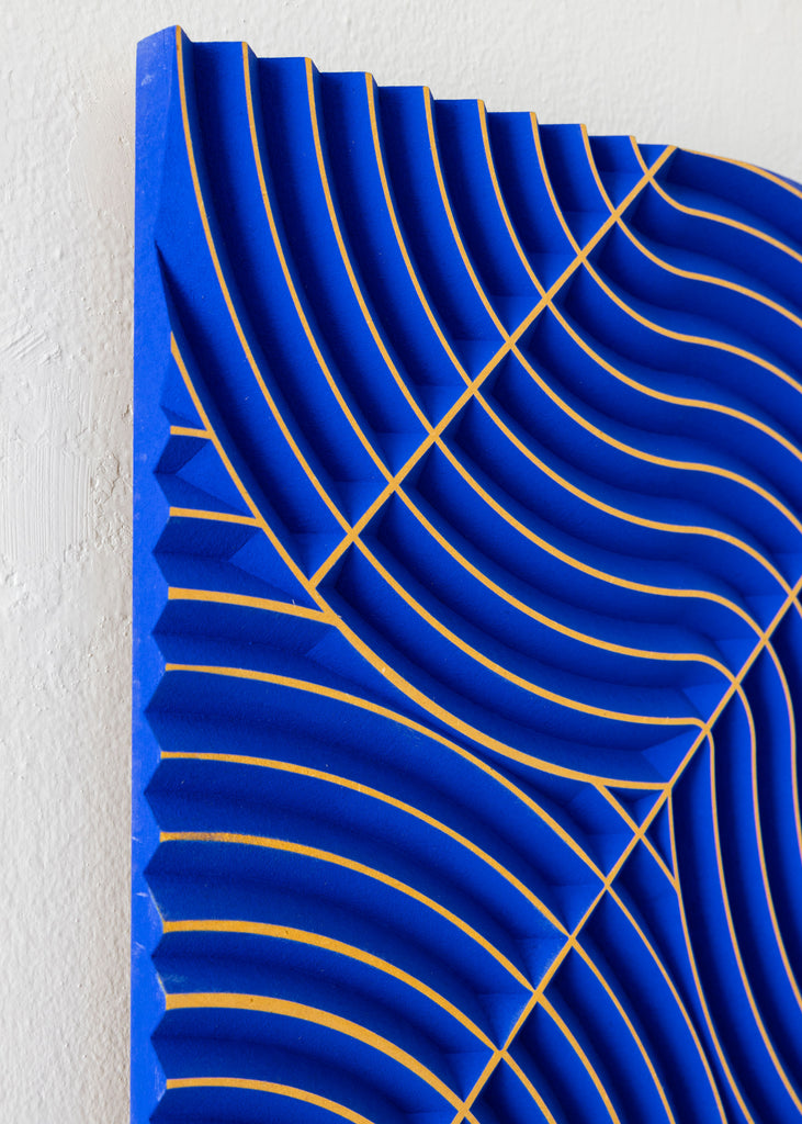 Arno Hoogland Wave Geometrical Wooden Wall Art Abstract Wooden Wall Art Artwork Blue Modern