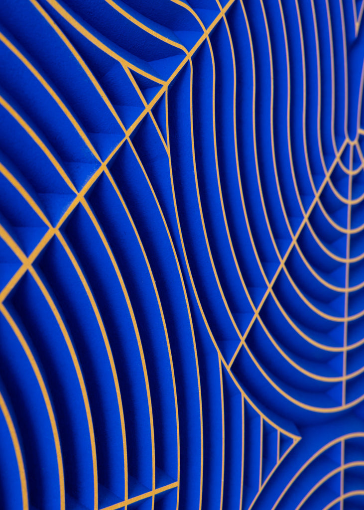 Arno Hoogland Wave Geometrical Abstract Wooden Wall Art Artwork Blue Modern Wooden Art 