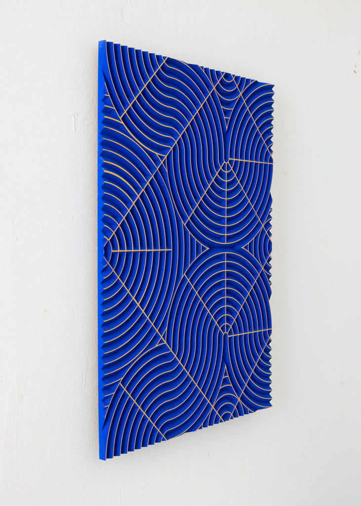 Arno Hoogland Wave Geometrical Abstract Wooden Wall Art Artwork Blue Modern Lines