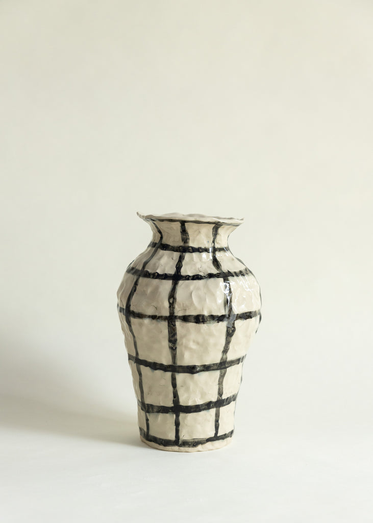 Caroline Harrius Checkered Vase Black Artwork Handmade Unique 