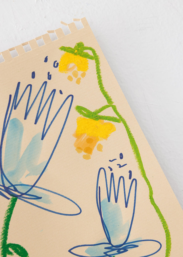 Cina Rosén Handmade Artwork Drawing Busy Florals Unique