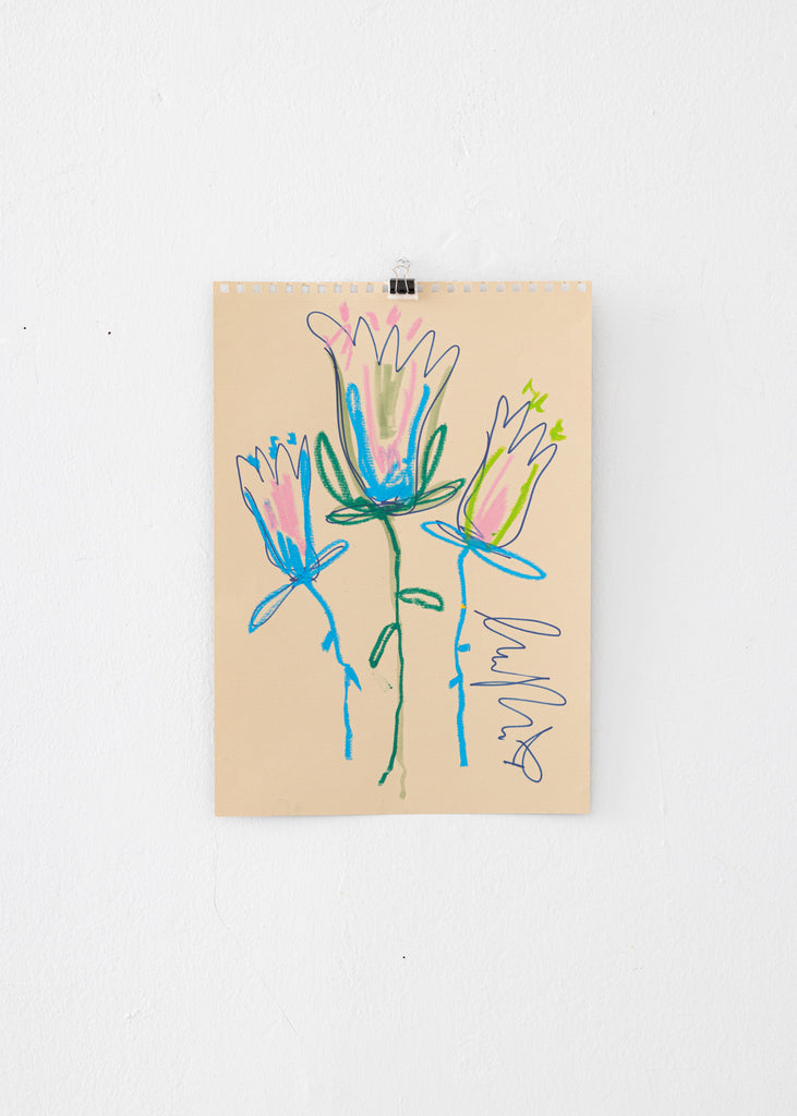 Cina Rosén Busy Flowers Drawing Original Wall Art