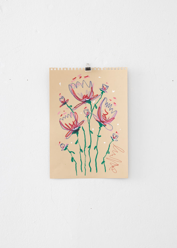 Cina Rosén Busy Flowers Drawing Original