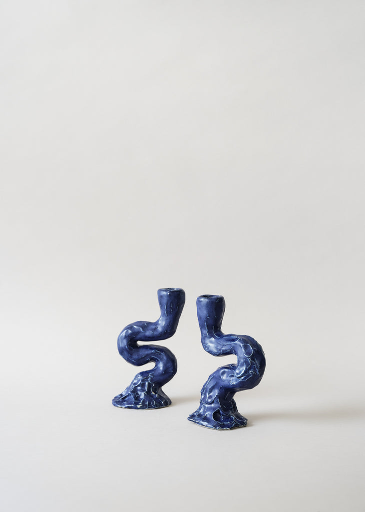 Emelie Thornadtsson Blue Candle Holder Artwork Ceramic 