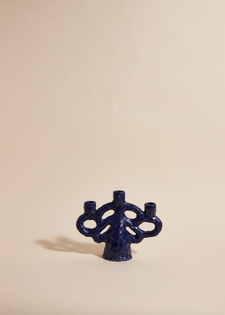 Emelie Thornadtsson Artist Handmade Ceramic Candelabra Blue