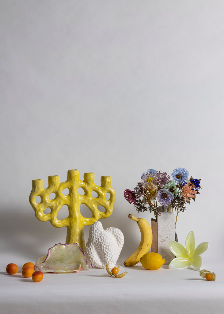 Emelie Thornadtsson Candelabra Yellow Artworks Sculptures Vase Fruit The Ode To Art Handmade 