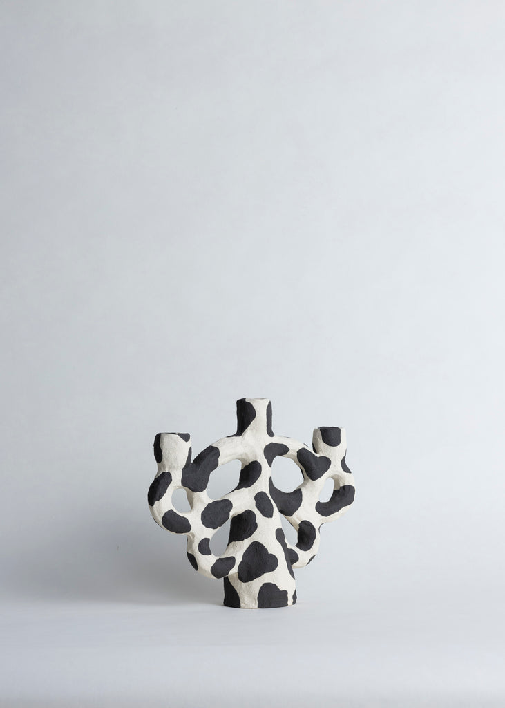 Emelie Thornadtsson Candelabra Sculpture Handmade Unique Candle Holder Ceramic Dotted Artwork