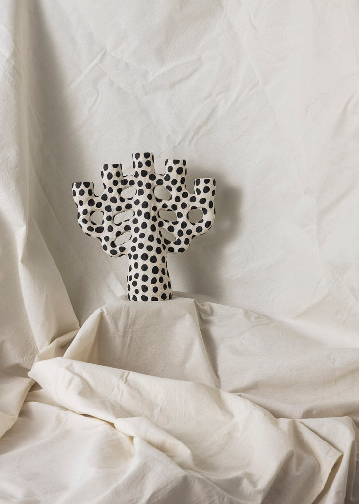 Emelie Thornadtsson Candelabra Handmade Candle Holder Dotted Artwork Ceramic Sculpture Unique 