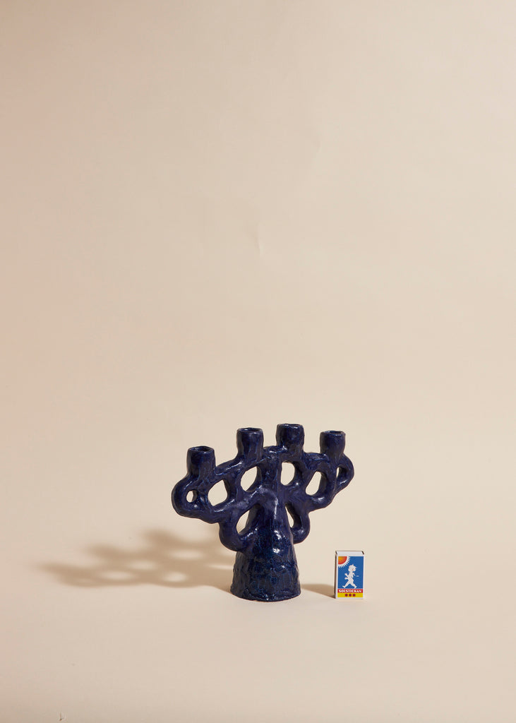 Emelie Thornadtsson Artist Handmade Ceramic Candelabra Blue Size