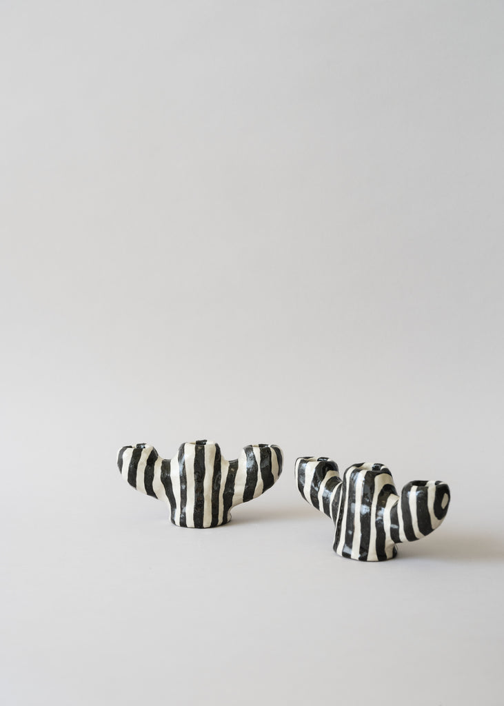 Emelie-Thornadtsson Striped Candle Holder Artwork Ceramic Art Sculpture Unique