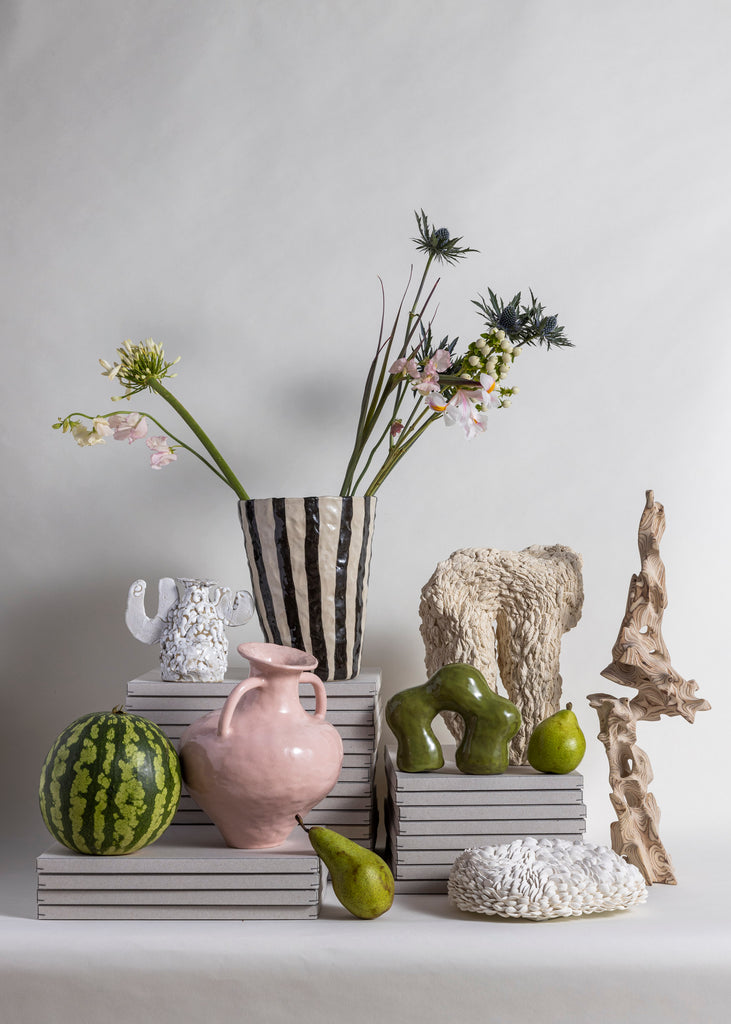 Emelie Thornadtsson Striped Vases Sculptures Handmade Ceramic Artworks