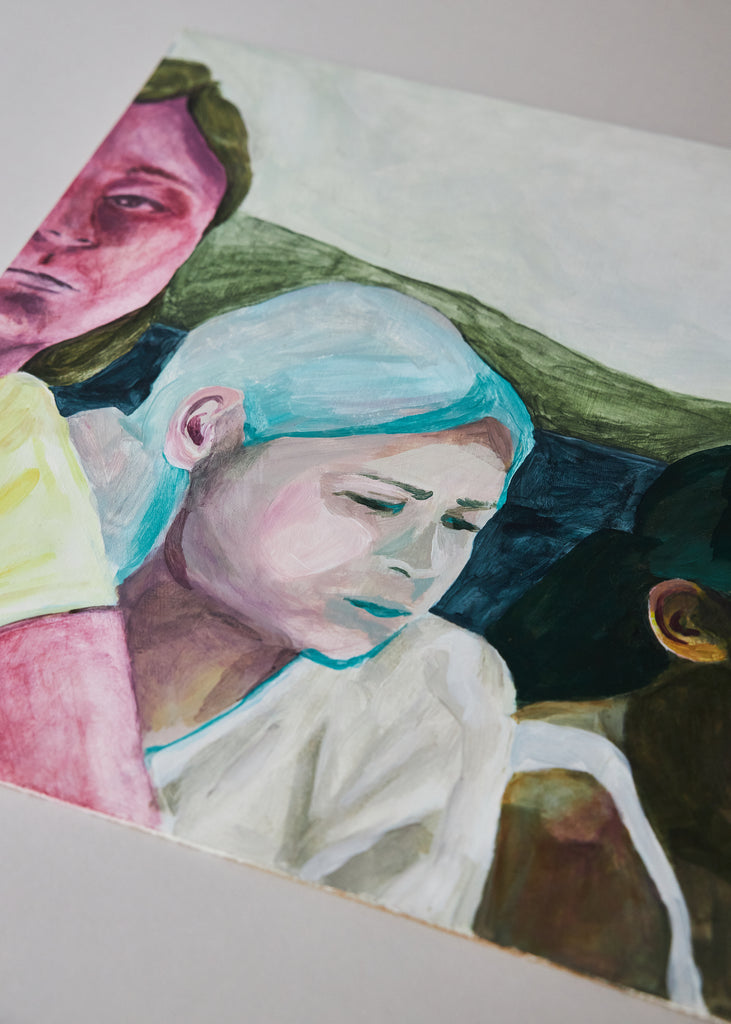 Emma Wiik Painting Tre Tjejer Artwork Wall Art Artist Handmade Unique Colours
