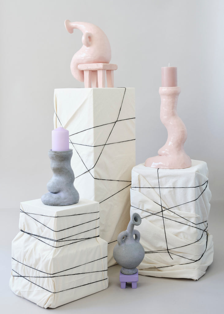 Fanny Ollas Longing Purple Sculpture Artwork Ceramics Vases Candle Holder