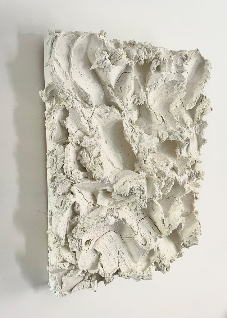 Florencia Rojas Spume Artwork Tactile Wall Sculpture  White Structured