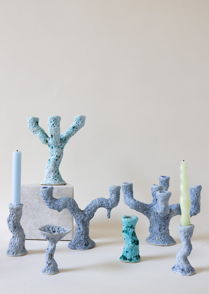 Hanna Hjalmarsson Crater Candelabra Handmade Artworks Ceramics Sculptures Candle Holders Artworks