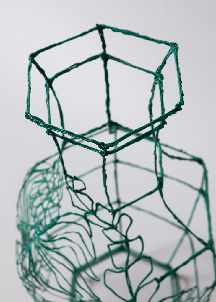 Iris Megens Between The Lines Green Vase Handmade Sculpture 3D Pen Unique Contemporary Artwork 
