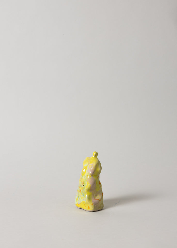 Jeanette Åkerberg Lady Sculpture Colourful Yellow Handmade Sculptural Figurative Abstract Artwork Unique Art Collectable Object Ceramic Statuette Colourful