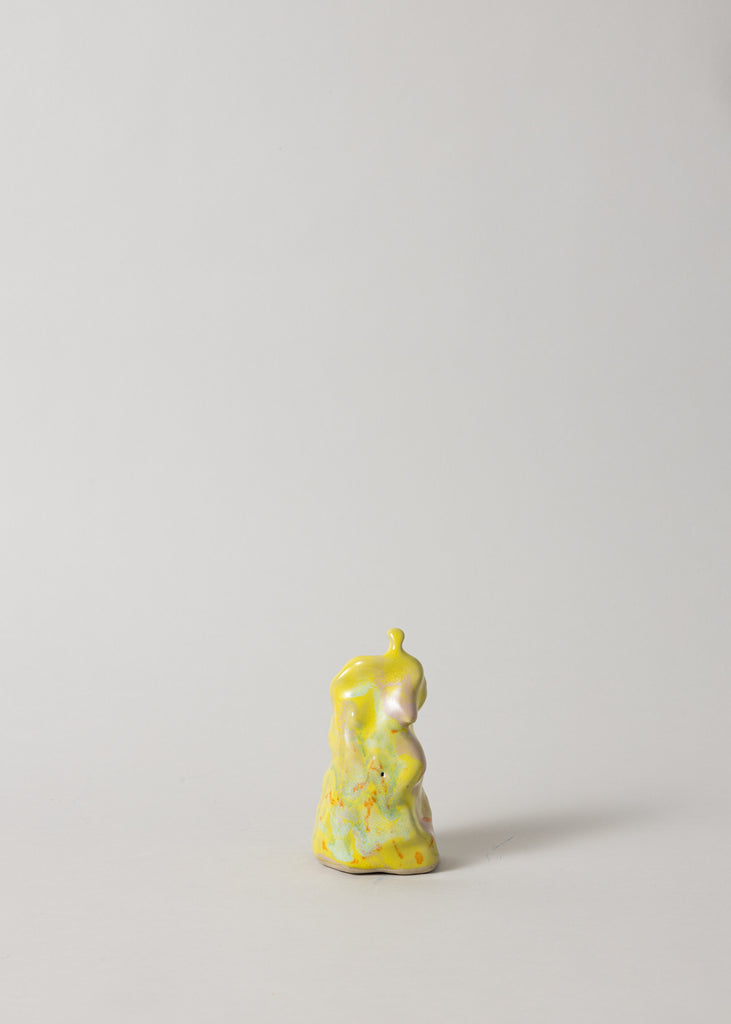 Jeanette Åkerberg Lady Sculpture Colourful Yellow Handmade Sculptural Figurative Abstract Artwork Unique Art Collectable Object Ceramic Statuette 