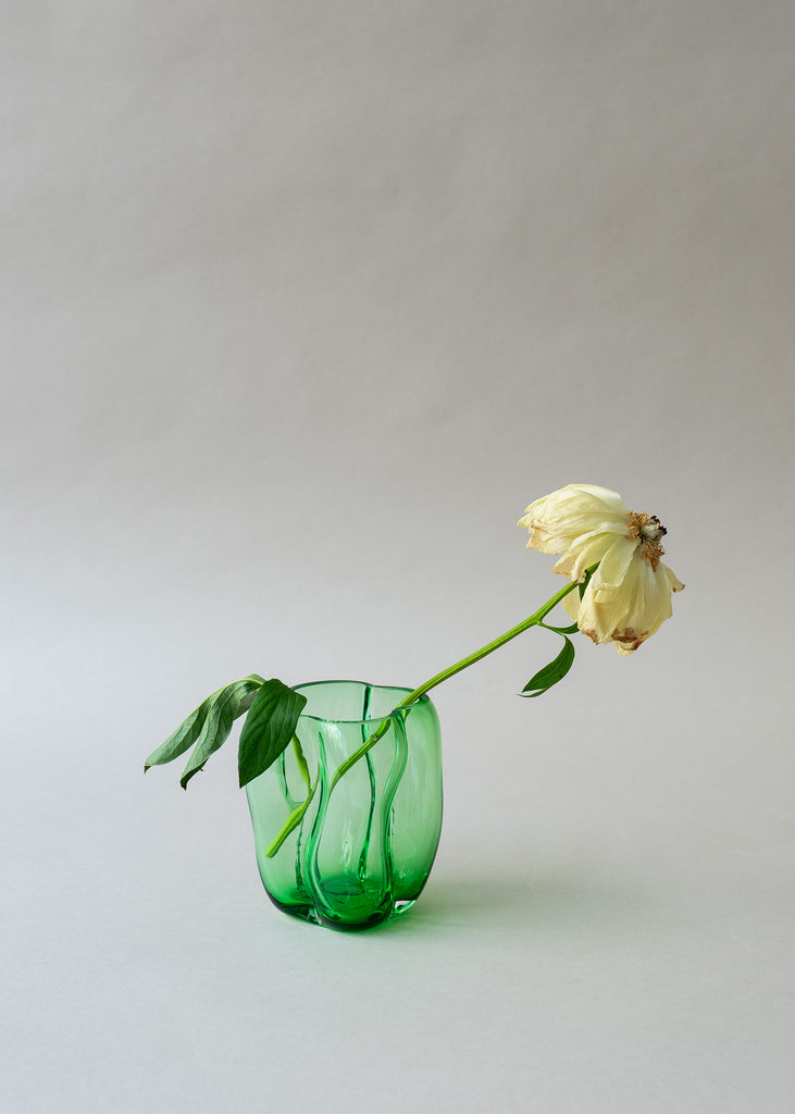 LACC green glass vase