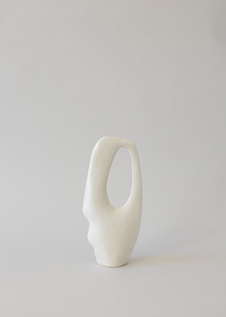Leontine Furcy Tribu Sculpture White Ceramic Artwork Handmade Unique Organic Shape Sculptural Art Piece Affordable Art