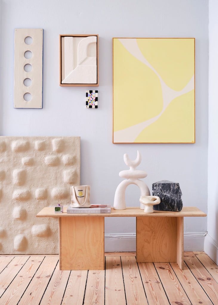 Lerke Nennemann Jaune VII Yellow Shapes Artwork Handmade Painting Wall Art