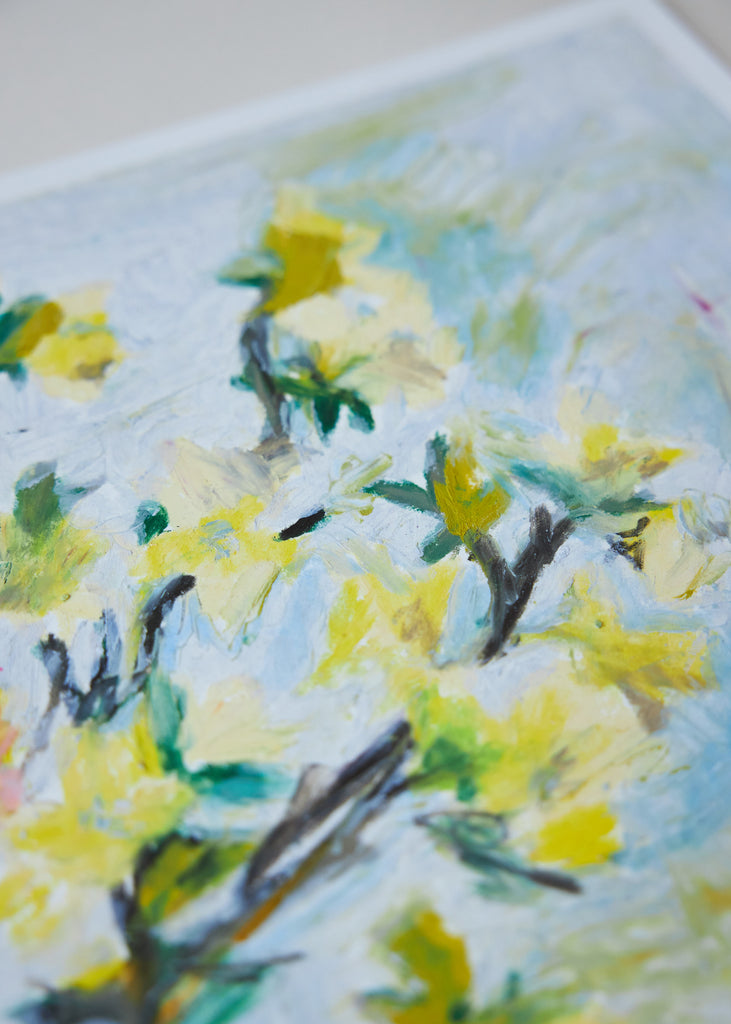 Liat Greenberg Yellow Artwork Handmade Unique Floral Painting Flower 