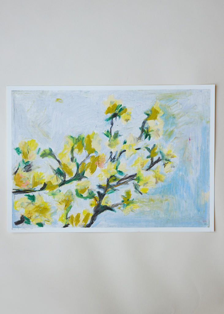 Liat Greenberg Yellow Handmade Unique Floral Painting Artwork 