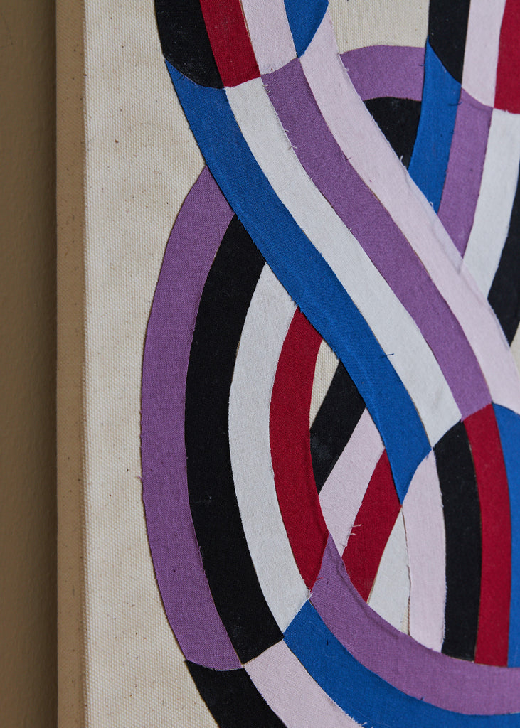 Linn Henrichson Poacher's Knot Collage Textile Artwork Handmade painting Purple Pattern Geometric Abstract Art