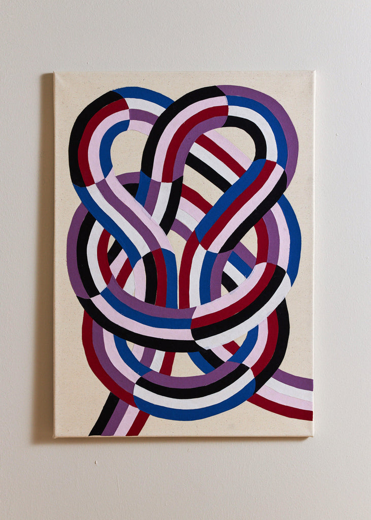 Linn Henrichson Poacher's Knot Collage Textile Artwork Handmade painting Purple Pattern Abstract Art