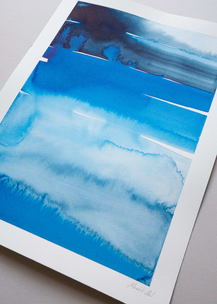 Marika Vaccino Andersson Handmade Painting Cloud Studies Blue Signature