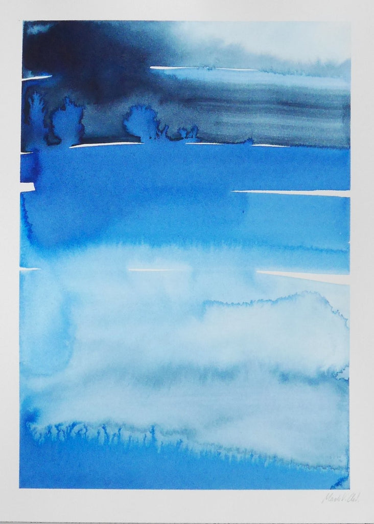 Marika Vaccino Andersson Handmade Painting Cloud Studies Blue Detail