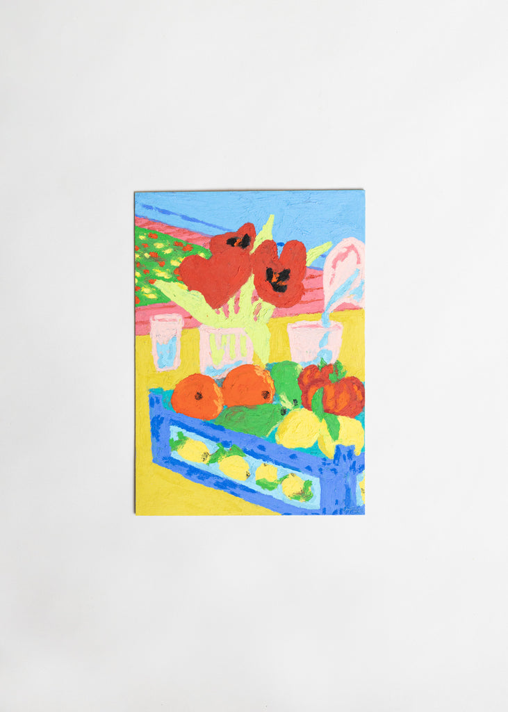 Nina Flagstad Kvorning Fresh Fruit On The Livingroom Table Artwork Handmade Painting Drawing Colourful Wall Art Handmade
