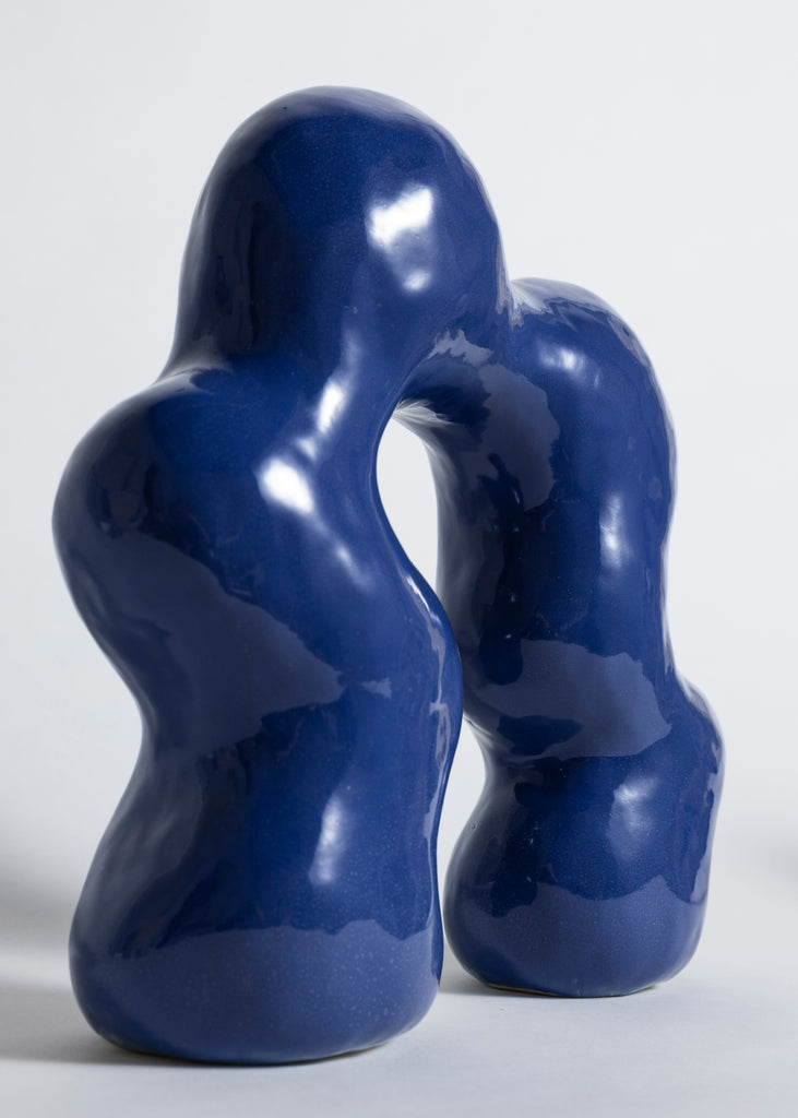 Paula Atelier Valv Blue Stoneware Sculpture Handmade Unique