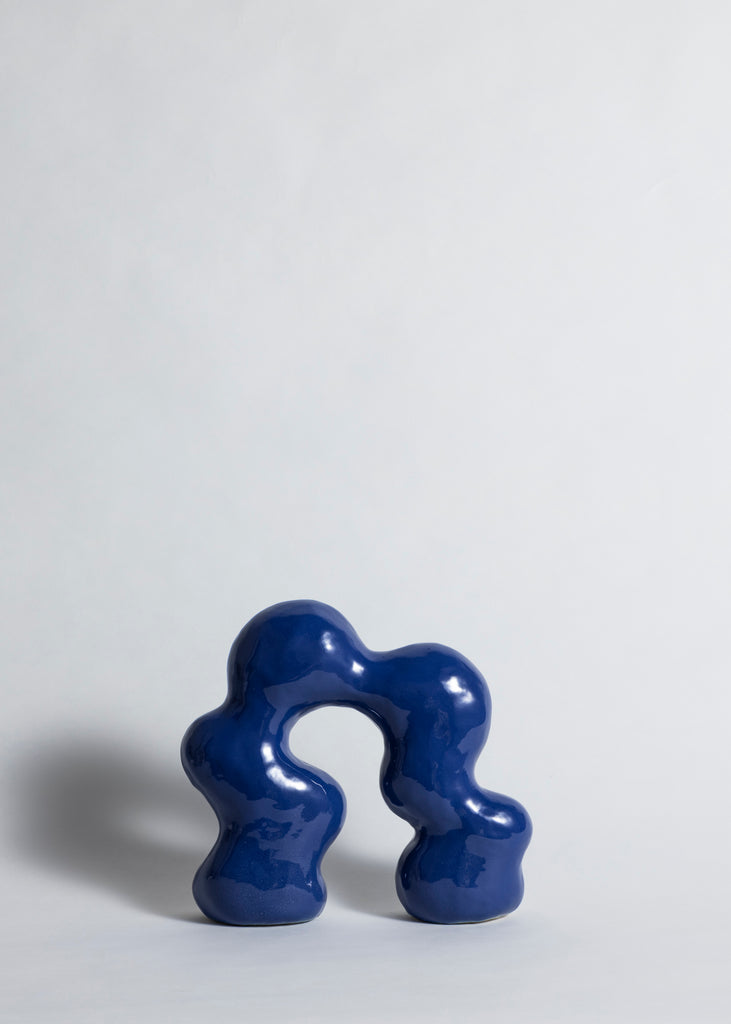 Paula Atelier Valv Blue Stoneware Sculpture Handmade