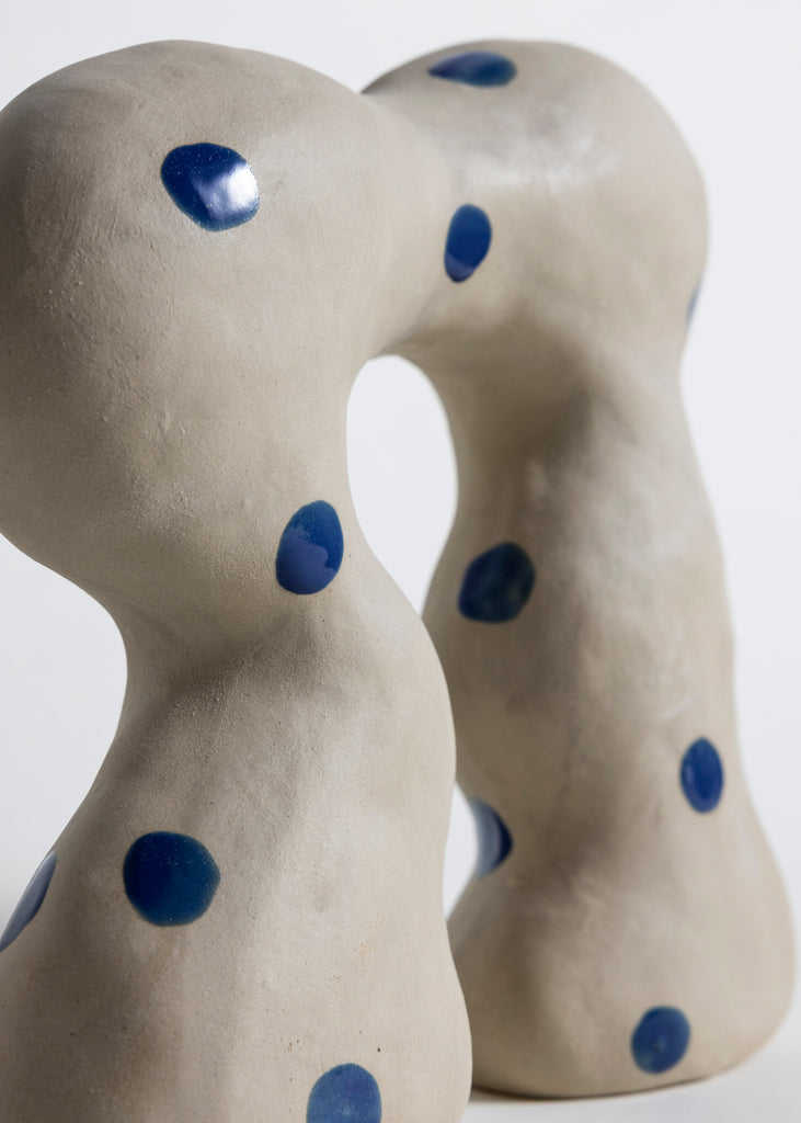 Paula Atelier Valv Stoneware Sculpture Handmade Dotted Art