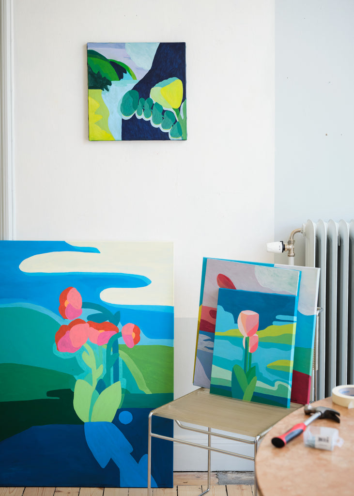Pauline Desombre Blooming Lake Handmade Artworks Paintings Wall Art 