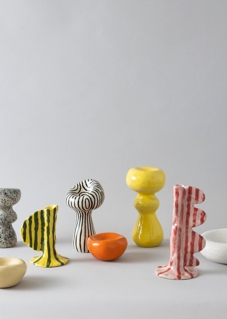 Sanna Holmberg Striped Art Ceramics Handmade Unique Sculptures