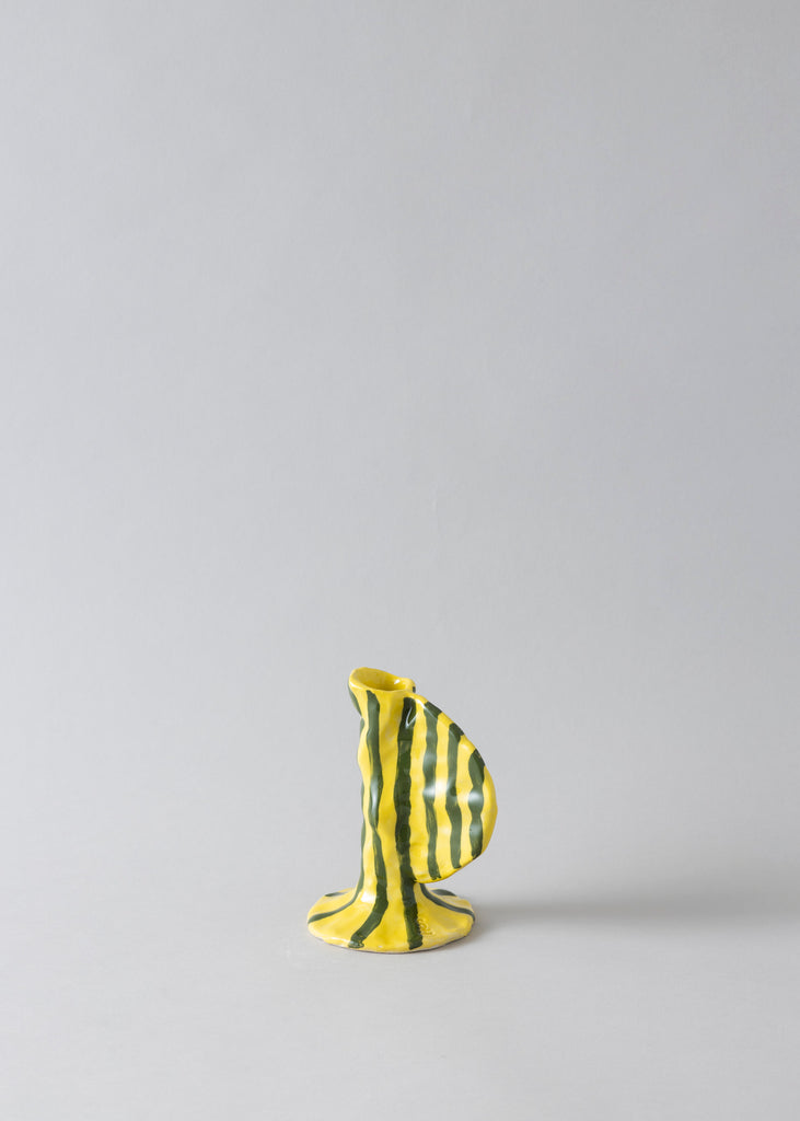 Sanna Holmberg Striped Candle Holder Handmade Yellow Artwork