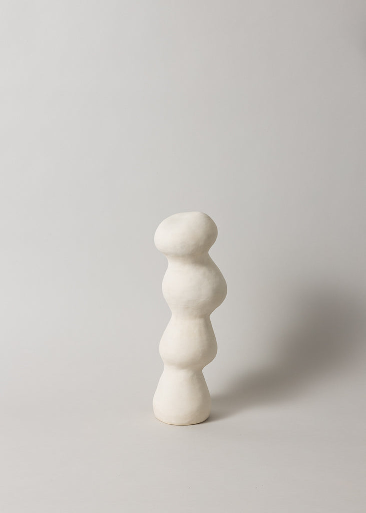 Sanna Holmberg Stacks White Sculpture Sculptural Artwork Handmade Ceramic Statue Minimalistic Abstract Affordable Art Collectable