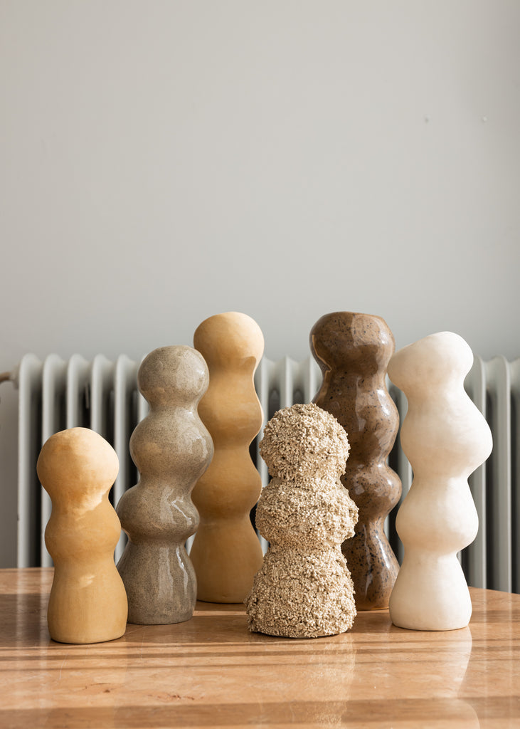 Sanna Holmberg Stacks Sculpture Brown Handmade Ceramic Artwork Original Sculptural Art Collection