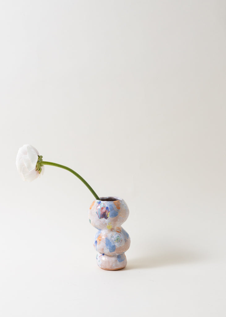 Satoko Kako Cloudy Day Handmade Vase Hand Painted Pastel Pink Blue Peach Ceramic Original Unique Sculpture Affordable