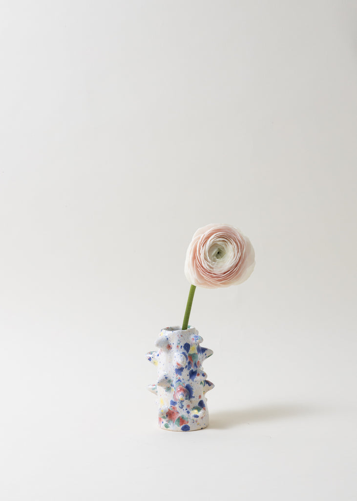 Satoko Kako Electric Monday Handmade Vase Hand Painted Pastel Pink Blue Peach Ceramic Original Unique Sculpture